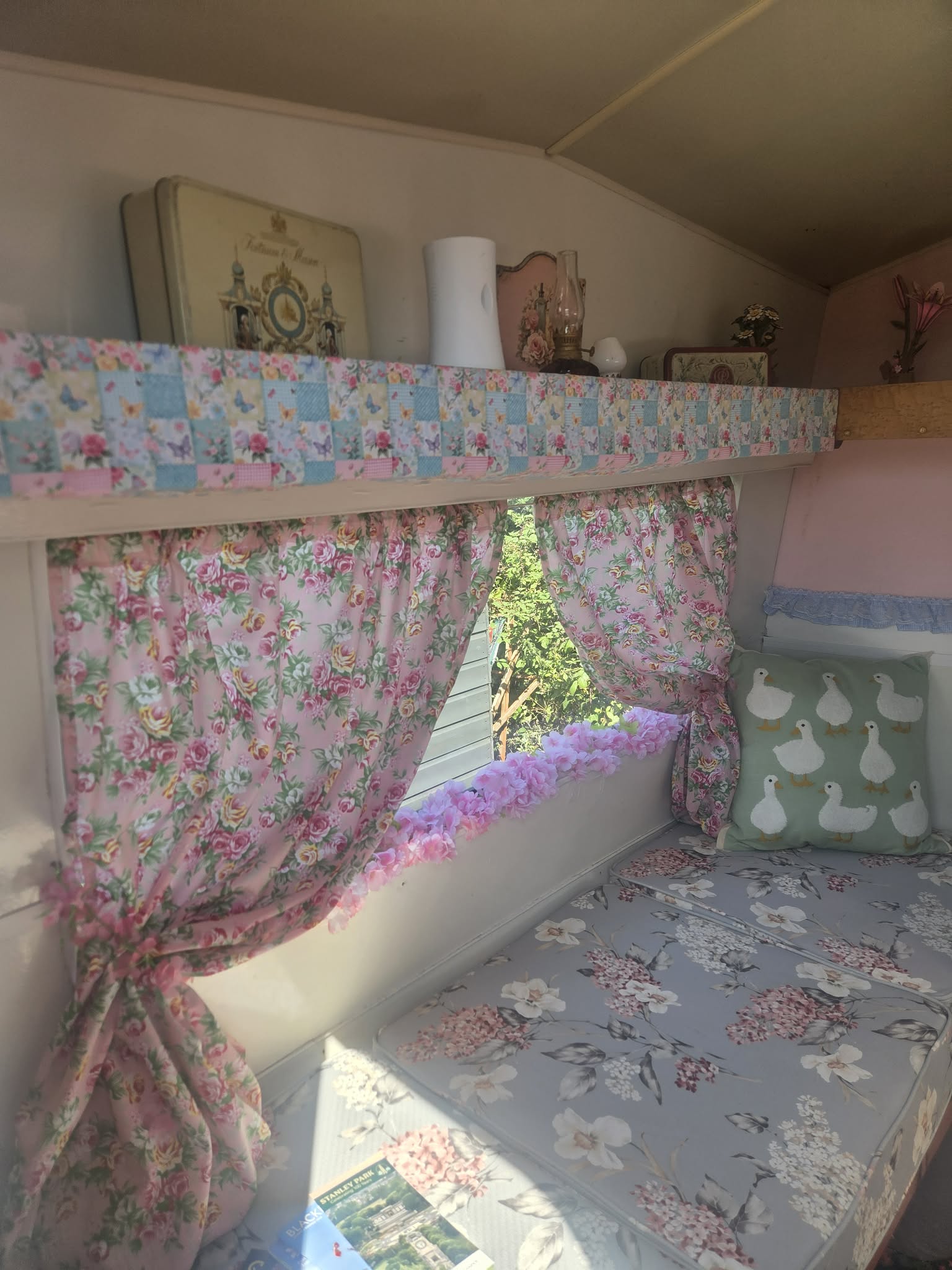 Pink Lady's floral interior sleeping area