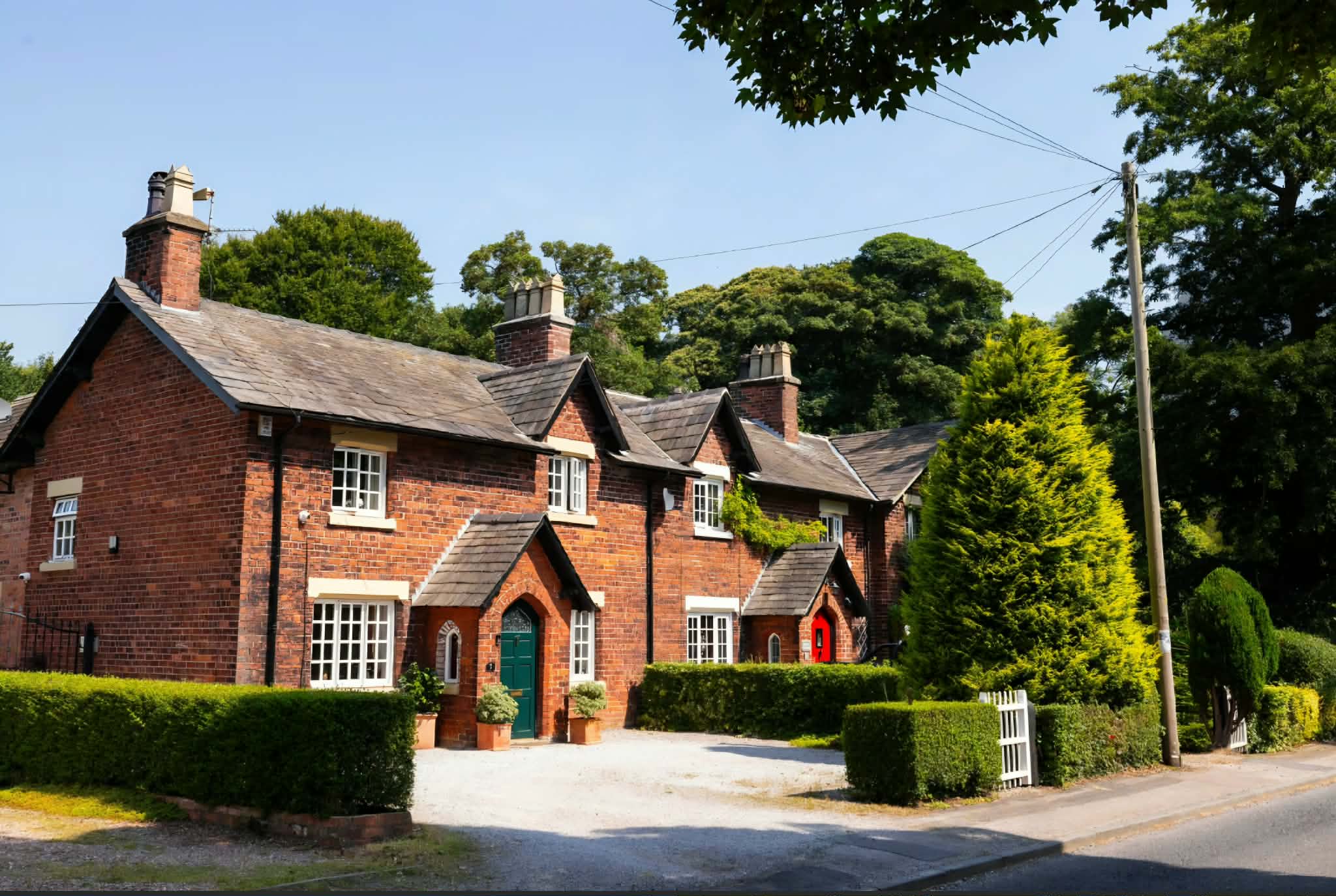 Historic red-brick model-village cottages in Singleton
